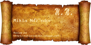 Mikla Nándor névjegykártya